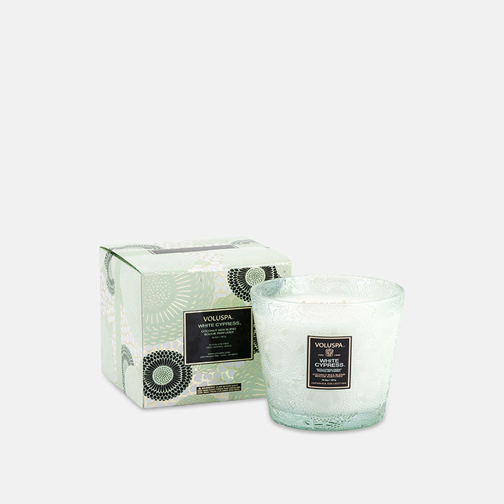 White Cypress Double Wick Hearth Candle