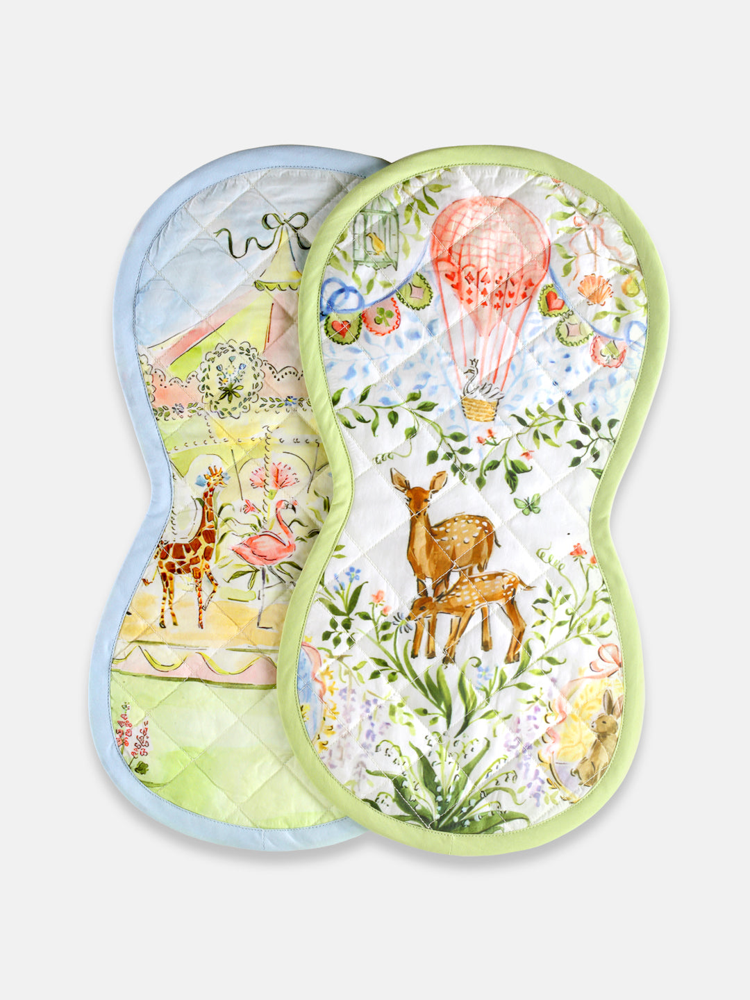 Burp Cloth Set Of 2 (Enchanted Deer & Carousel)