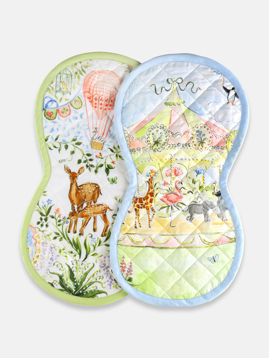 Burp Cloth Set Of 2 (Enchanted Deer & Carousel)