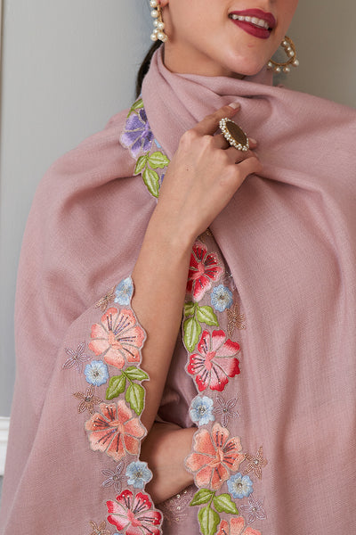 Floral Sprinkle | Embroidered Wool Silk Stole