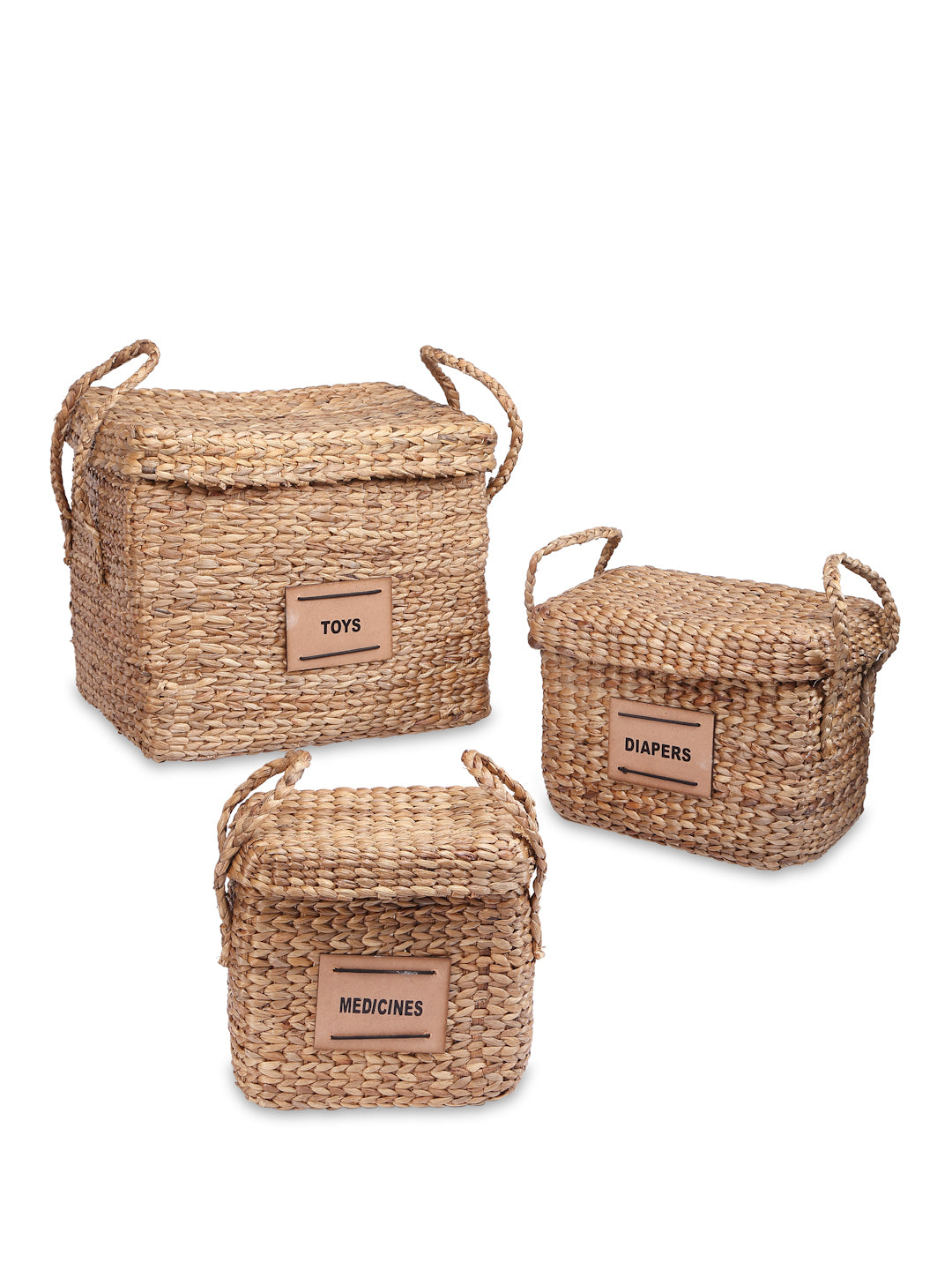 Set Of 3 Bamboo Cane Basket Diaper Medicine Toy