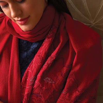A Rose Dream | Embroidered Wool Silk Stole