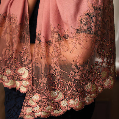 Dainty Petals | Embroidered Wool Silk Stole