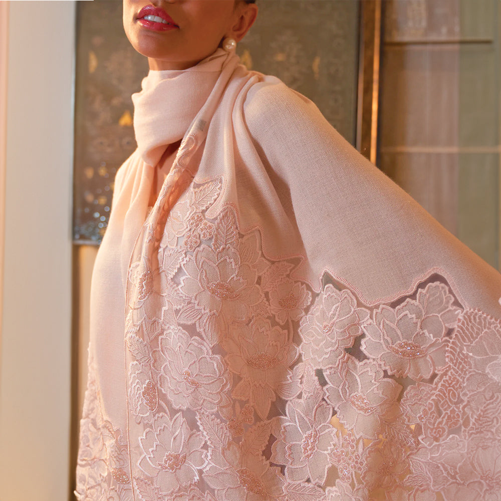 A Rose Dream | Embroidered Wool Silk Stole