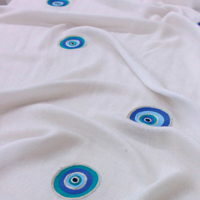 The Evil Eye | Embroidered Wool Silk Stole