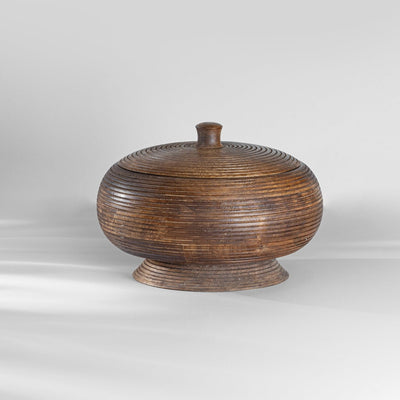 Carved Wooden Jar with Lid | Scented Candle