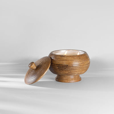 Carved Wooden Jar with Lid | Scented Candle