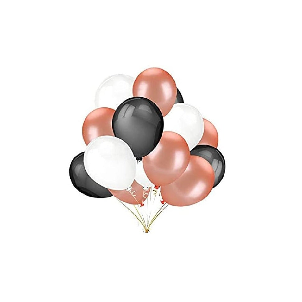 Celebration Balloon Bunch (5pcs) Black Rose Gold & White mix