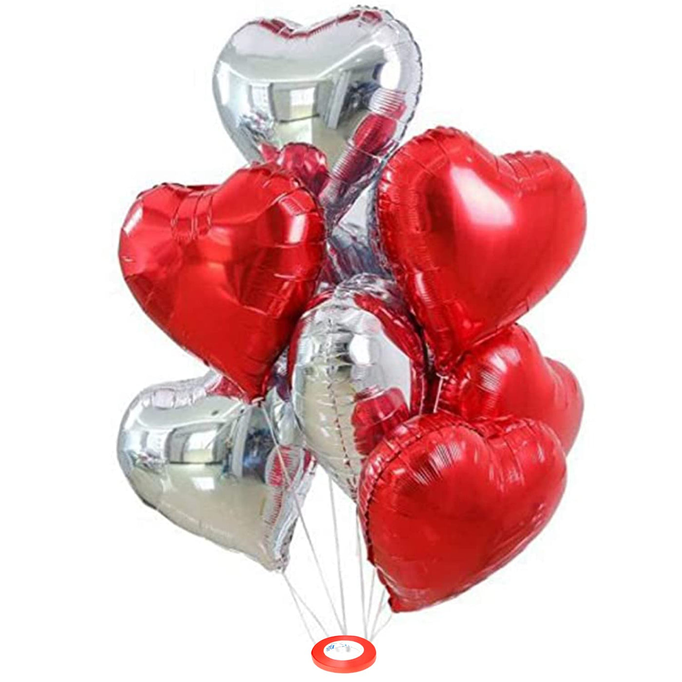 Dote on Them Balloons  (Heart Shaped 5 pcs silver & Red Bunch)